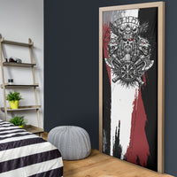 Viking Berserker Bear Valknut Vegvisir Door Cover Nordic Runic Warrior Engraving Style