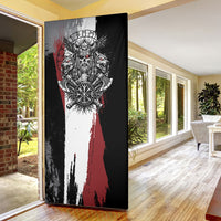Viking Berserker Bear Valknut Vegvisir Door Cover Nordic Runic Warrior Engraving Style