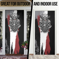 Viking Berserker Bear Valknut Vegvisir Door Cover Nordic Runic Warrior Engraving Style