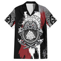 Viking Berserker Bear Valknut Vegvisir Hawaiian Shirt Nordic Runic Warrior Engraving Style