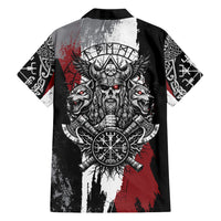 Viking Berserker Bear Valknut Vegvisir Hawaiian Shirt Nordic Runic Warrior Engraving Style