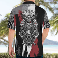 Viking Berserker Bear Valknut Vegvisir Hawaiian Shirt Nordic Runic Warrior Engraving Style