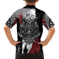 Viking Berserker Bear Valknut Vegvisir Hawaiian Shirt Nordic Runic Warrior Engraving Style