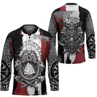 Viking Berserker Bear Valknut Vegvisir Hockey Jersey Nordic Runic Warrior Engraving Style