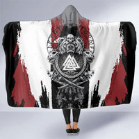 Viking Berserker Bear Valknut Vegvisir Hooded Blanket Nordic Runic Warrior Engraving Style