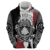 Viking Berserker Bear Valknut Vegvisir Hoodie Nordic Runic Warrior Engraving Style