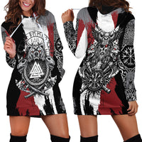 Viking Berserker Bear Valknut Vegvisir Hoodie Dress Nordic Runic Warrior Engraving Style