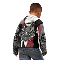 Viking Berserker Bear Valknut Vegvisir Kid Hoodie Nordic Runic Warrior Engraving Style
