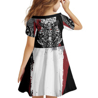 Viking Berserker Bear Valknut Vegvisir Kid Short Sleeve Dress Nordic Runic Warrior Engraving Style