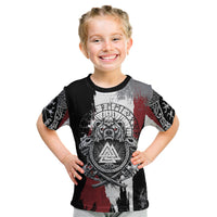 Viking Berserker Bear Valknut Vegvisir Kid T Shirt Nordic Runic Warrior Engraving Style
