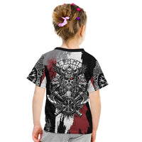 Viking Berserker Bear Valknut Vegvisir Kid T Shirt Nordic Runic Warrior Engraving Style