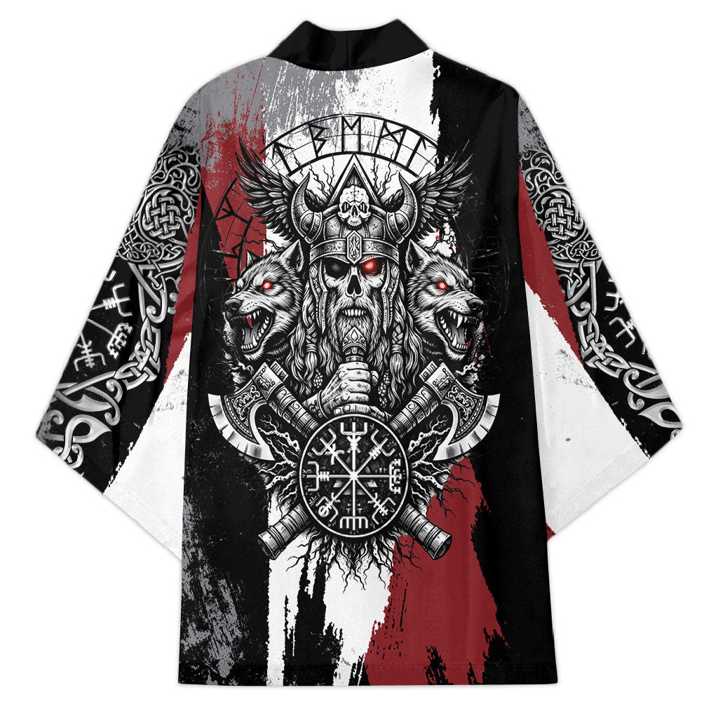Viking Berserker Bear Valknut Vegvisir Kimono Nordic Runic Warrior Engraving Style