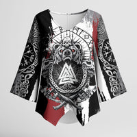 Viking Berserker Bear Valknut Vegvisir Kimono Sleeve Blouse Nordic Runic Warrior Engraving Style