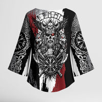 Viking Berserker Bear Valknut Vegvisir Kimono Sleeve Blouse Nordic Runic Warrior Engraving Style