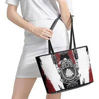 Viking Berserker Bear Valknut Vegvisir Leather Tote Bag Nordic Runic Warrior Engraving Style