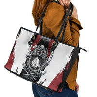 Viking Berserker Bear Valknut Vegvisir Leather Tote Bag Nordic Runic Warrior Engraving Style