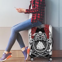 Viking Berserker Bear Valknut Vegvisir Luggage Cover Nordic Runic Warrior Engraving Style