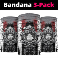 Viking Berserker Bear Valknut Vegvisir Neck Gaiter Nordic Runic Warrior Engraving Style