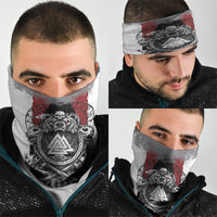 Viking Berserker Bear Valknut Vegvisir Neck Gaiter Nordic Runic Warrior Engraving Style