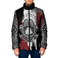 Viking Berserker Bear Valknut Vegvisir Padded Jacket Nordic Runic Warrior Engraving Style