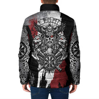 Viking Berserker Bear Valknut Vegvisir Padded Jacket Nordic Runic Warrior Engraving Style