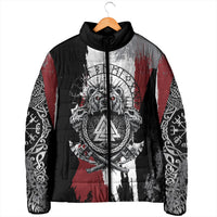 Viking Berserker Bear Valknut Vegvisir Padded Jacket Nordic Runic Warrior Engraving Style