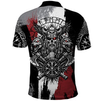 Viking Berserker Bear Valknut Vegvisir Polo Shirt Nordic Runic Warrior Engraving Style