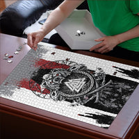 Viking Berserker Bear Valknut Vegvisir Puzzle Nordic Runic Warrior Engraving Style