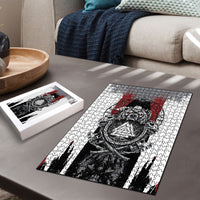Viking Berserker Bear Valknut Vegvisir Puzzle Nordic Runic Warrior Engraving Style