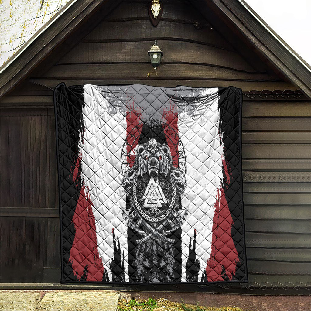 Viking Berserker Bear Valknut Vegvisir Quilt Nordic Runic Warrior Engraving Style