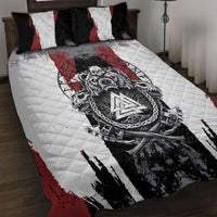 Viking Berserker Bear Valknut Vegvisir Quilt Bed Set Nordic Runic Warrior Engraving Style