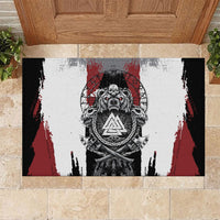 Viking Berserker Bear Valknut Vegvisir Rubber Doormat Nordic Runic Warrior Engraving Style