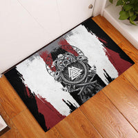 Viking Berserker Bear Valknut Vegvisir Rubber Doormat Nordic Runic Warrior Engraving Style