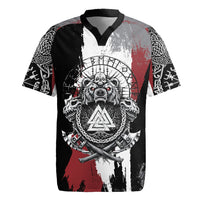 Viking Berserker Bear Valknut Vegvisir Rugby Jersey Nordic Runic Warrior Engraving Style
