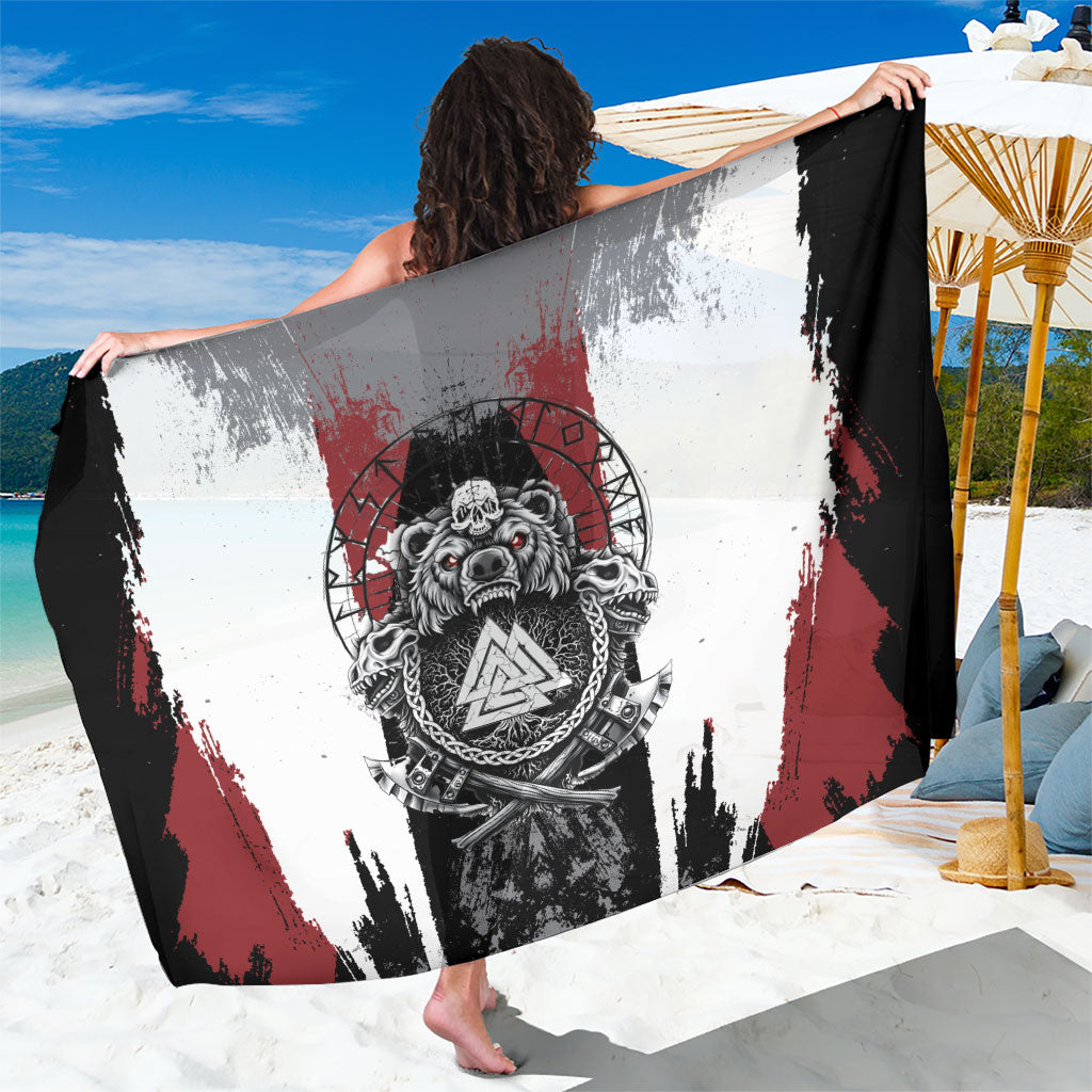 Viking Berserker Bear Valknut Vegvisir Sarong Nordic Runic Warrior Engraving Style
