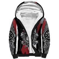 Viking Berserker Bear Valknut Vegvisir Sherpa Hoodie Nordic Runic Warrior Engraving Style