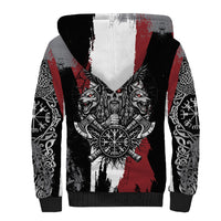 Viking Berserker Bear Valknut Vegvisir Sherpa Hoodie Nordic Runic Warrior Engraving Style