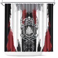 Viking Berserker Bear Valknut Vegvisir Shower Curtain Nordic Runic Warrior Engraving Style