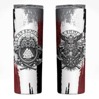 Viking Berserker Bear Valknut Vegvisir Skinny Tumbler Nordic Runic Warrior Engraving Style