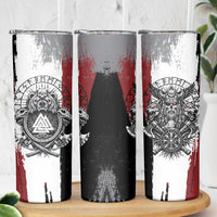 Viking Berserker Bear Valknut Vegvisir Skinny Tumbler Nordic Runic Warrior Engraving Style