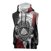 Viking Berserker Bear Valknut Vegvisir Sleeveless Hoodie Nordic Runic Warrior Engraving Style