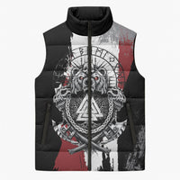Viking Berserker Bear Valknut Vegvisir Sleeveless Puffer Jacket Nordic Runic Warrior Engraving Style
