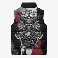 Viking Berserker Bear Valknut Vegvisir Sleeveless Puffer Jacket Nordic Runic Warrior Engraving Style