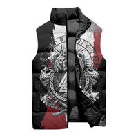 Viking Berserker Bear Valknut Vegvisir Sleeveless Puffer Jacket Nordic Runic Warrior Engraving Style