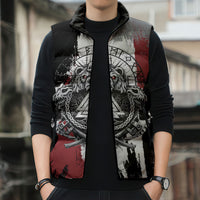 Viking Berserker Bear Valknut Vegvisir Sleeveless Puffer Jacket Nordic Runic Warrior Engraving Style
