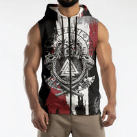 Viking Berserker Bear Valknut Vegvisir Sleeveless Zip Hoodie Nordic Runic Warrior Engraving Style