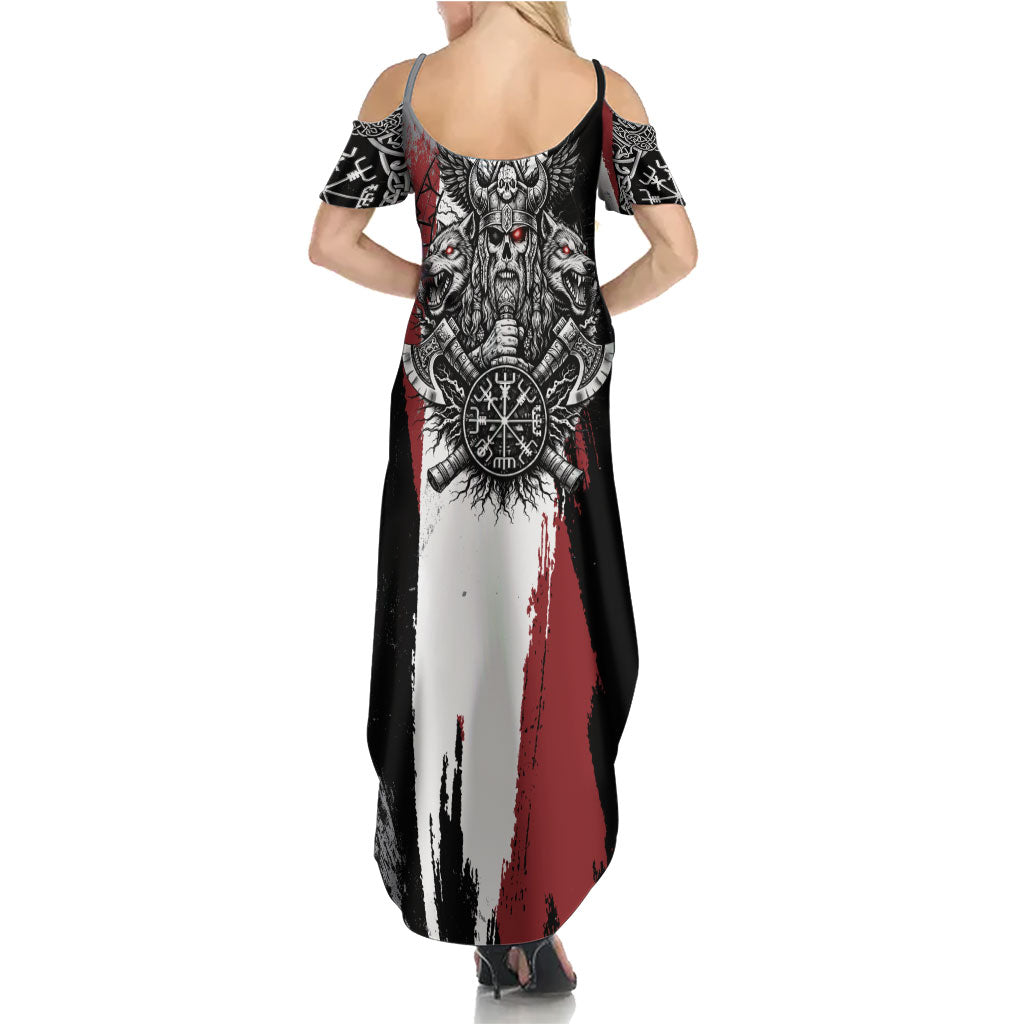 Viking Berserker Bear Valknut Vegvisir Summer Maxi Dress Nordic Runic Warrior Engraving Style