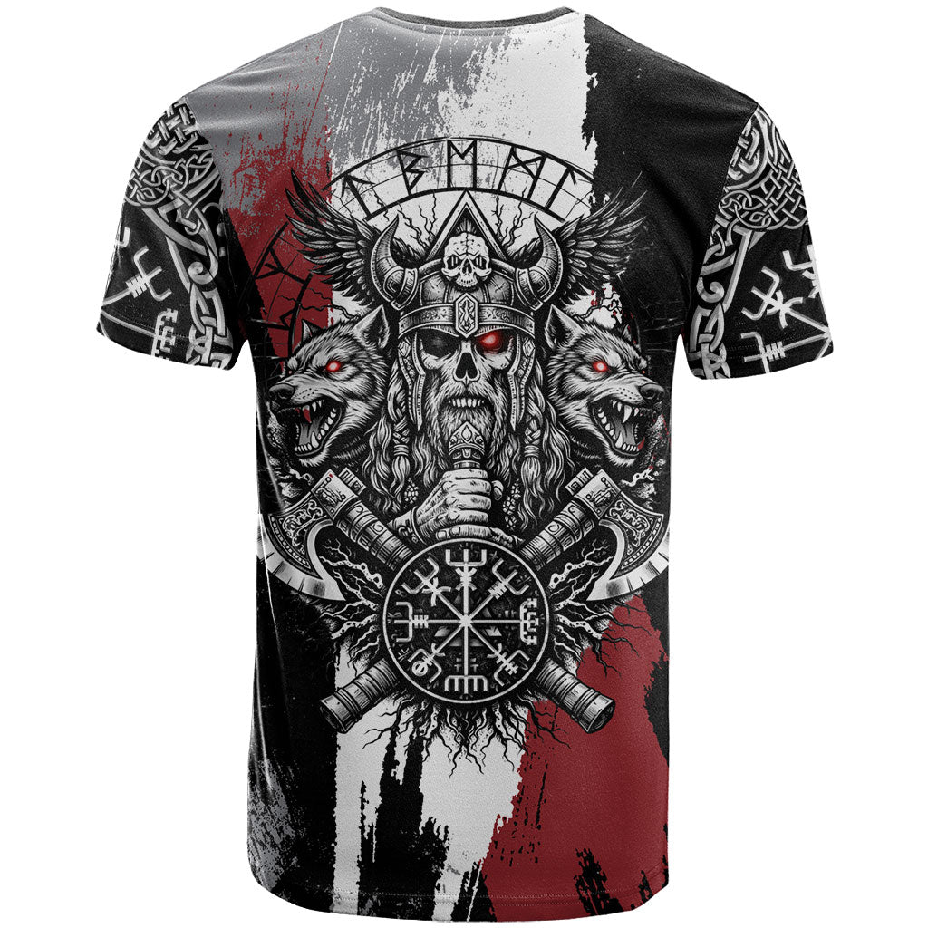 Viking Berserker Bear Valknut Vegvisir T Shirt Nordic Runic Warrior Engraving Style