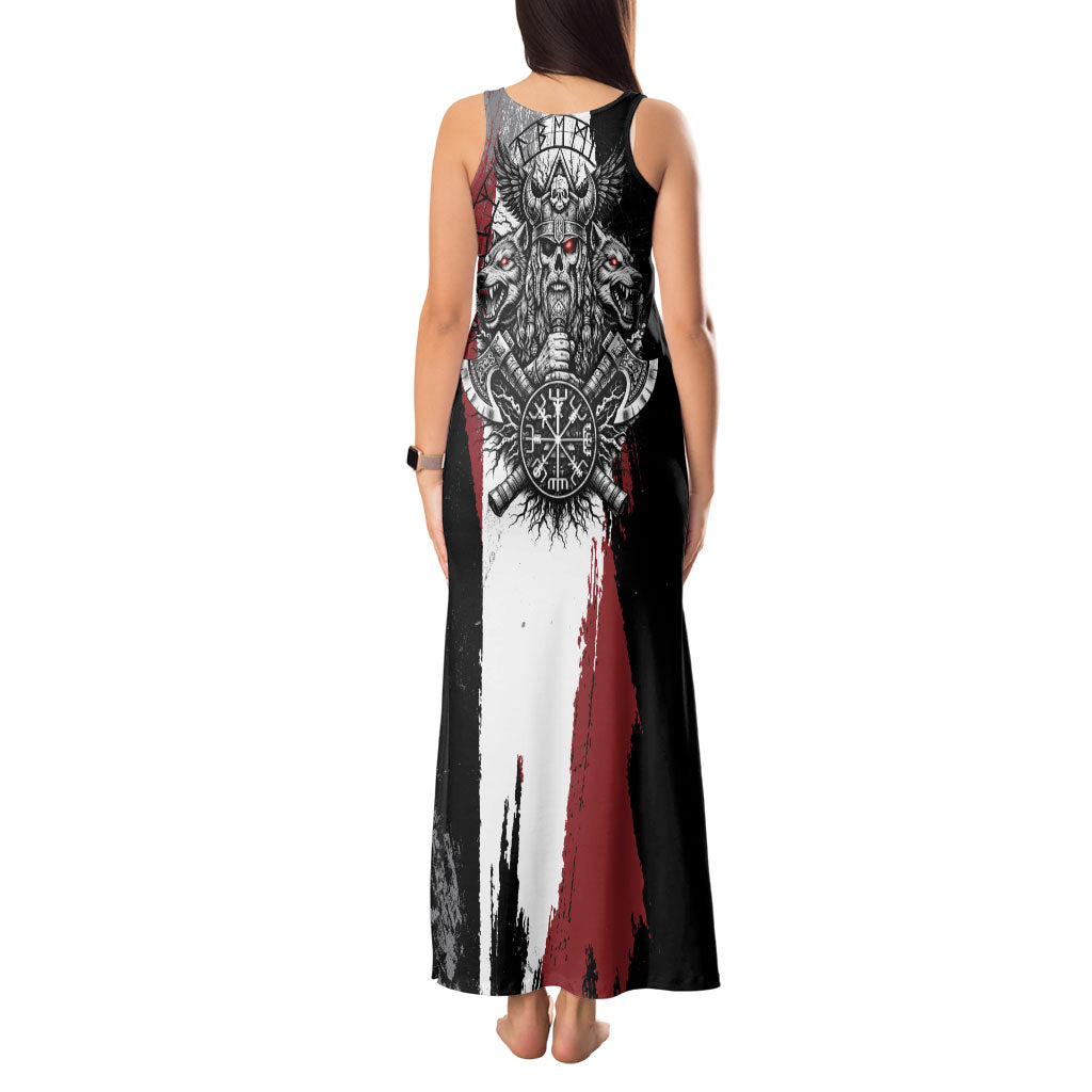 Viking Berserker Bear Valknut Vegvisir Tank Maxi Dress Nordic Runic Warrior Engraving Style