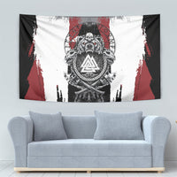 Viking Berserker Bear Valknut Vegvisir Tapestry Nordic Runic Warrior Engraving Style